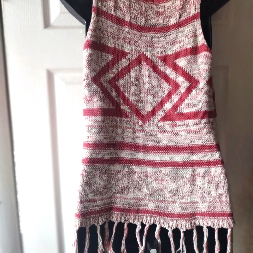Aztec Knit Festival Vest with Tassels
